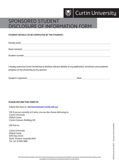 Curtin University - SS Disclosure Form as of 14 10 22 - Page 1