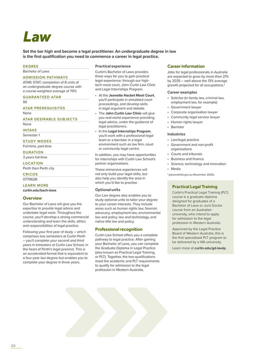 Leagl Include Curtin University - Business Innovation and Law UG Guide 2027 - Page 20-21