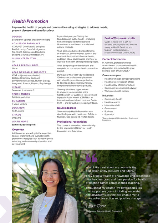 Curtin University - Health Sciences Guide UG 2027 - Page 24-25