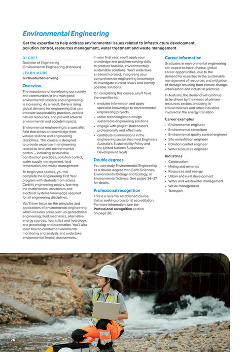 Environmental Engineering Course Content Curtin University - Engineering UG Guide 2027 - Page 28-29